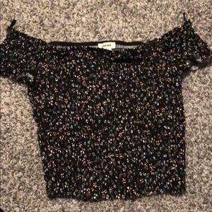 off the shoulder floral crop top  size:xs